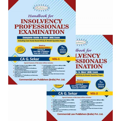 Padhuka's Handbook for Insolvency Professional's Examination 2023 by CA. G. Sekar by Commercial Law Publisher [2 Volumes] 